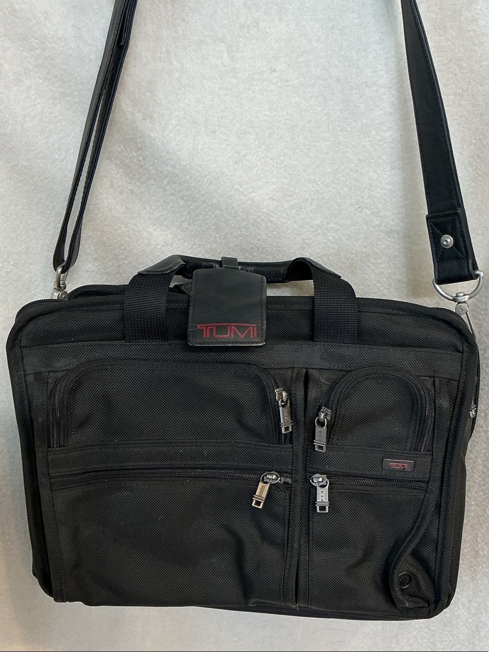 Tumi Black Nylon Travel Briefcase with Multiple Zip Pockets